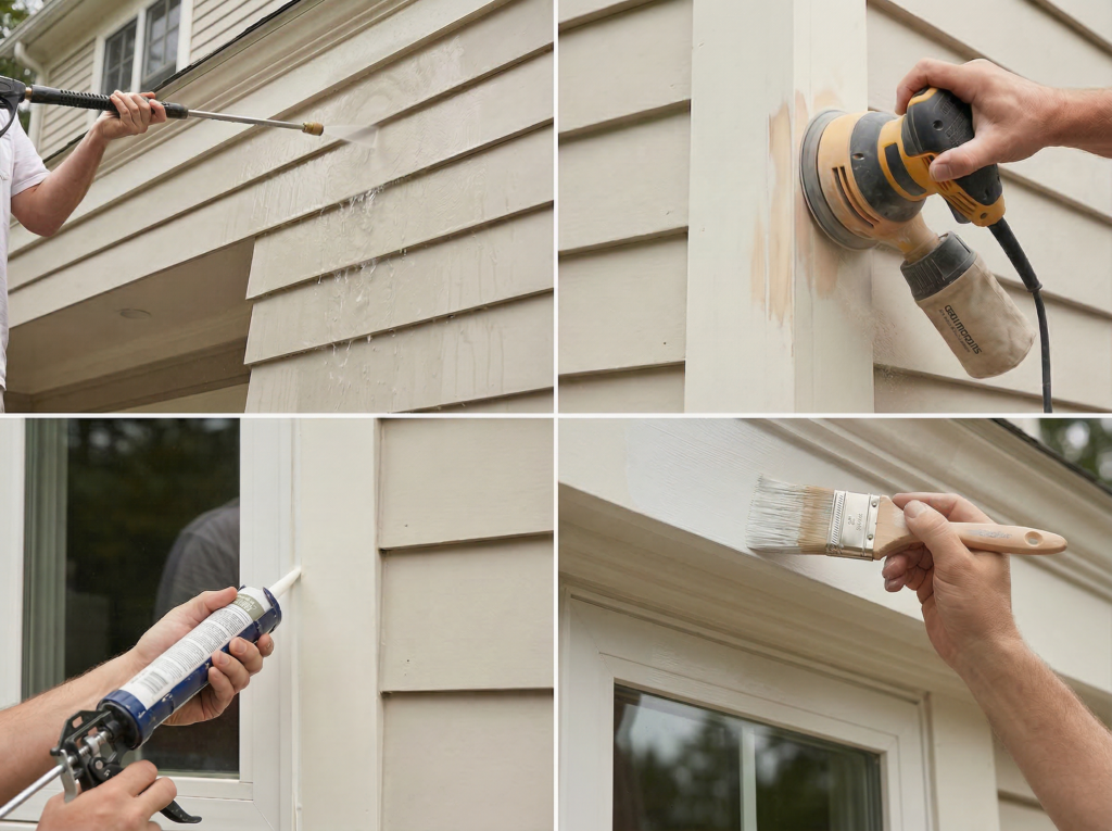 Exterior painting prep sequence in Fairfield County CT by Tri-State Hardwood Flooring
